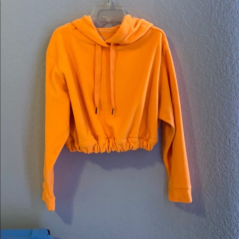 orange cropped hoodie, diy elastic waistband